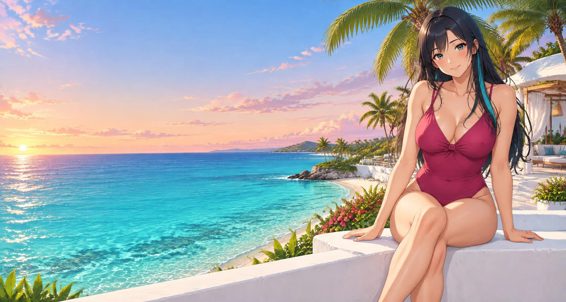 Velsira at a tropical seaside retreat